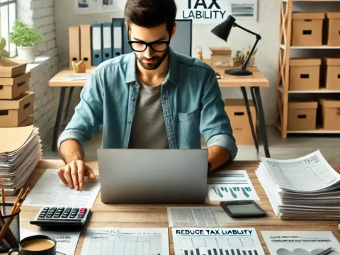 Freelancer organizing tax documents to reduce tax liability